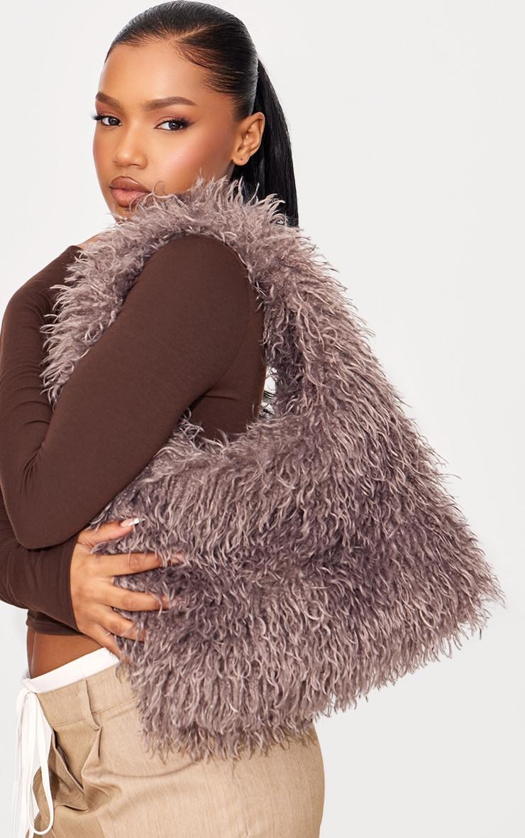 Brown Faux Fur Large Tote Bag Product Image