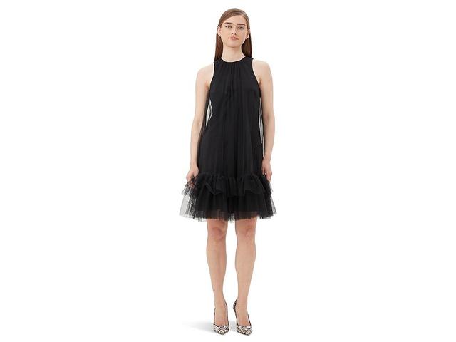 Trina Turk Otaku Woven Crew Neck Sleeveless A-Line Tulle Layering Dress Product Image