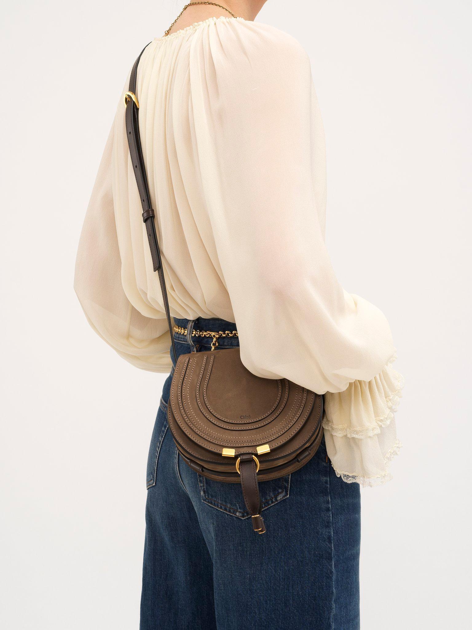 Small Marcie saddle bag in nubuck leather Product Image