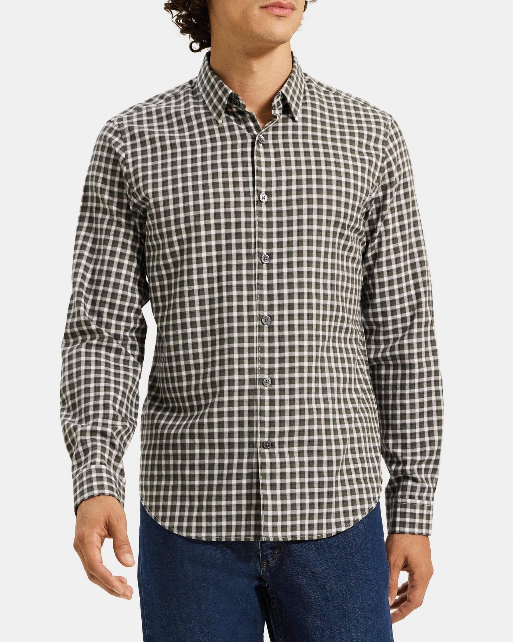 Long-Sleeve Shirt in Gingham Cotton Product Image