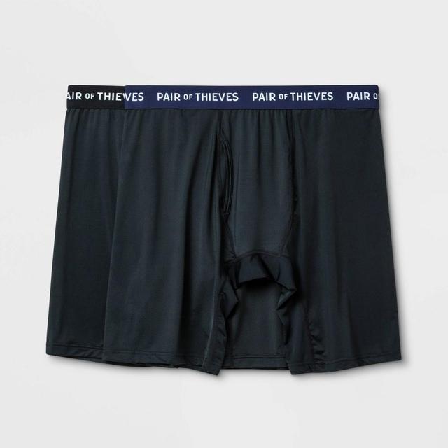 Pair of Thieves Mens Super Fit Long Boxer Briefs 2pk - Black M Product Image