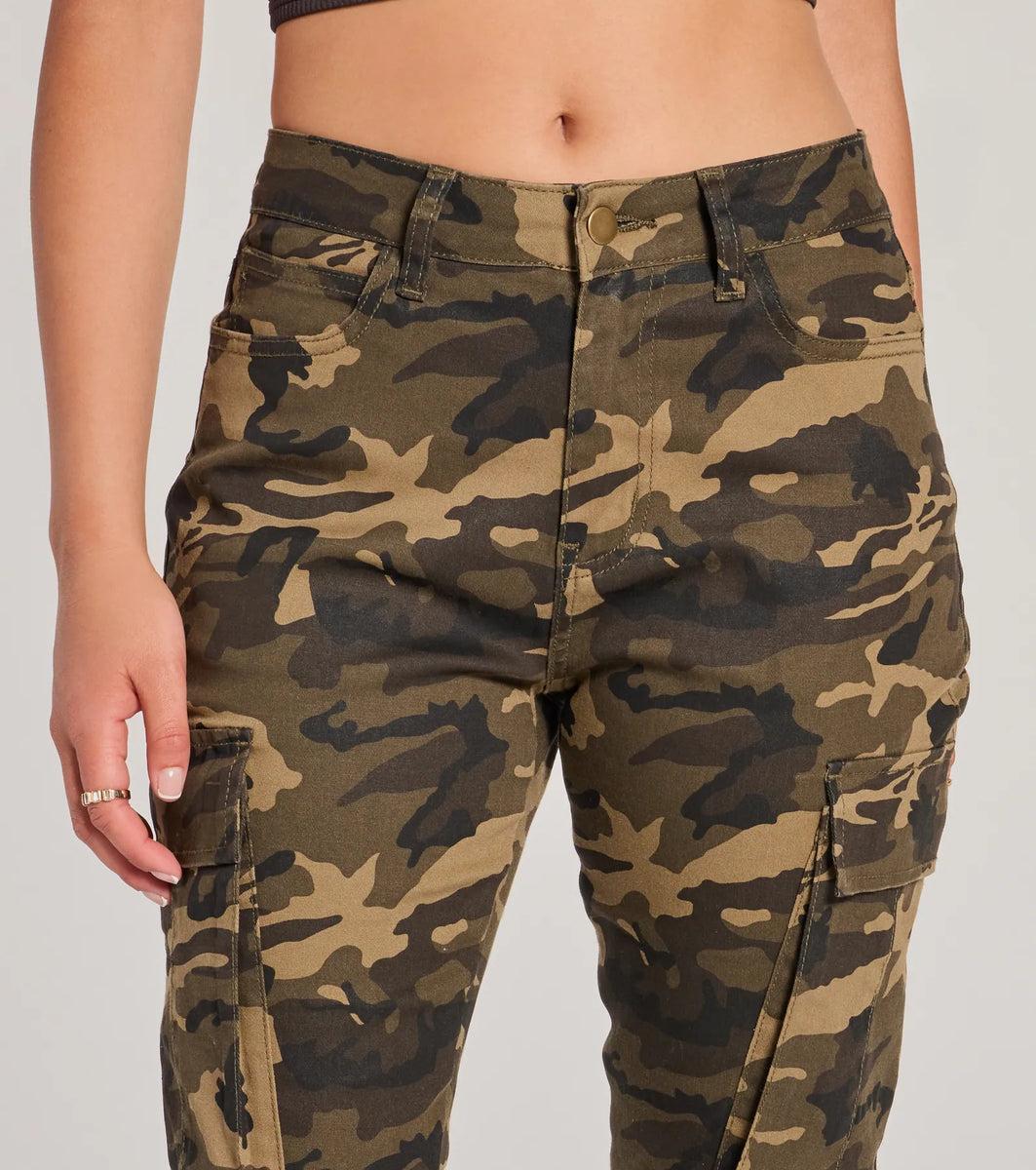 Casual Vibe Camo Cargo Bootcut Pants product image