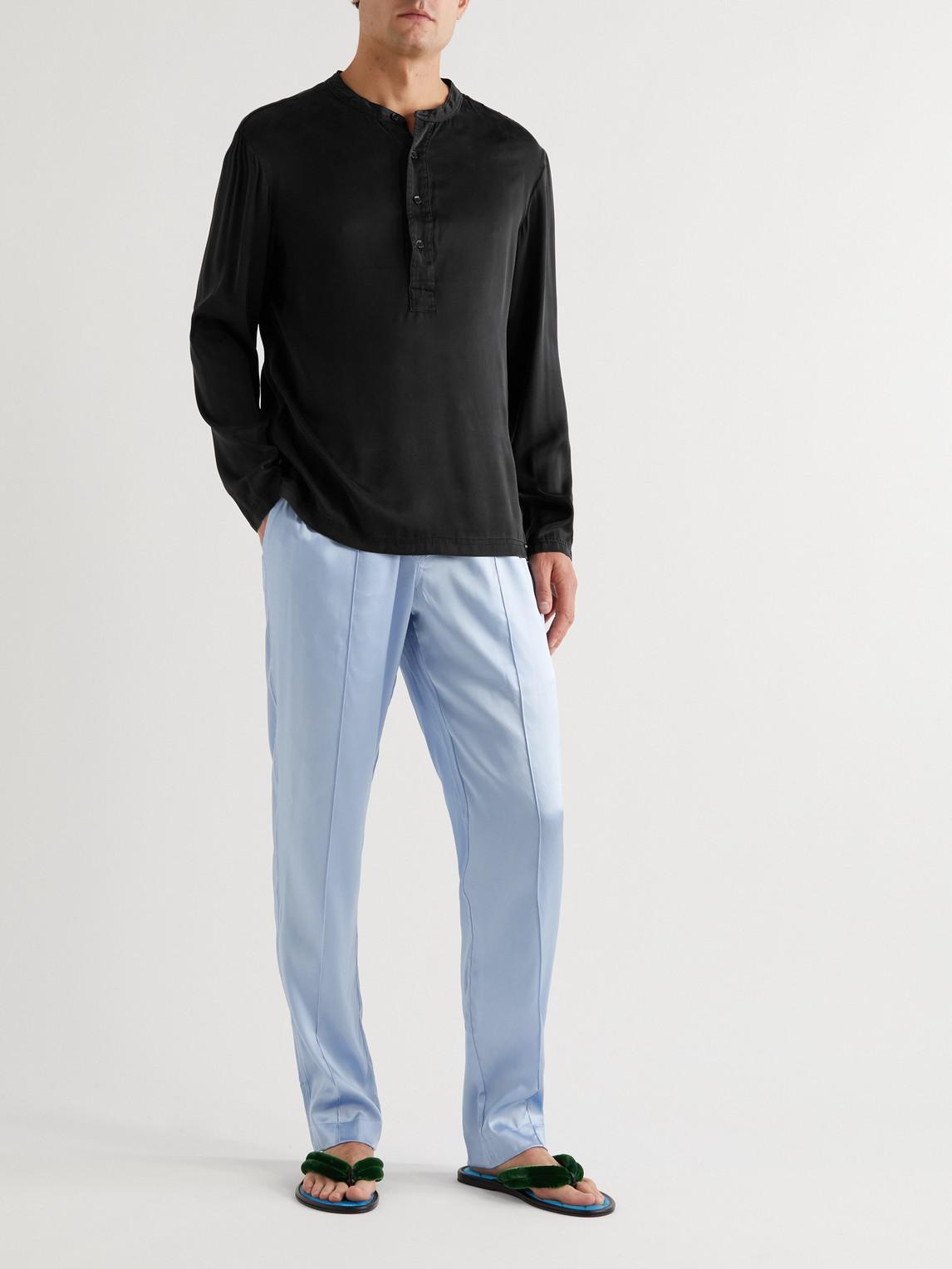 TOM FORD Silk Pajama Henley In Black product image