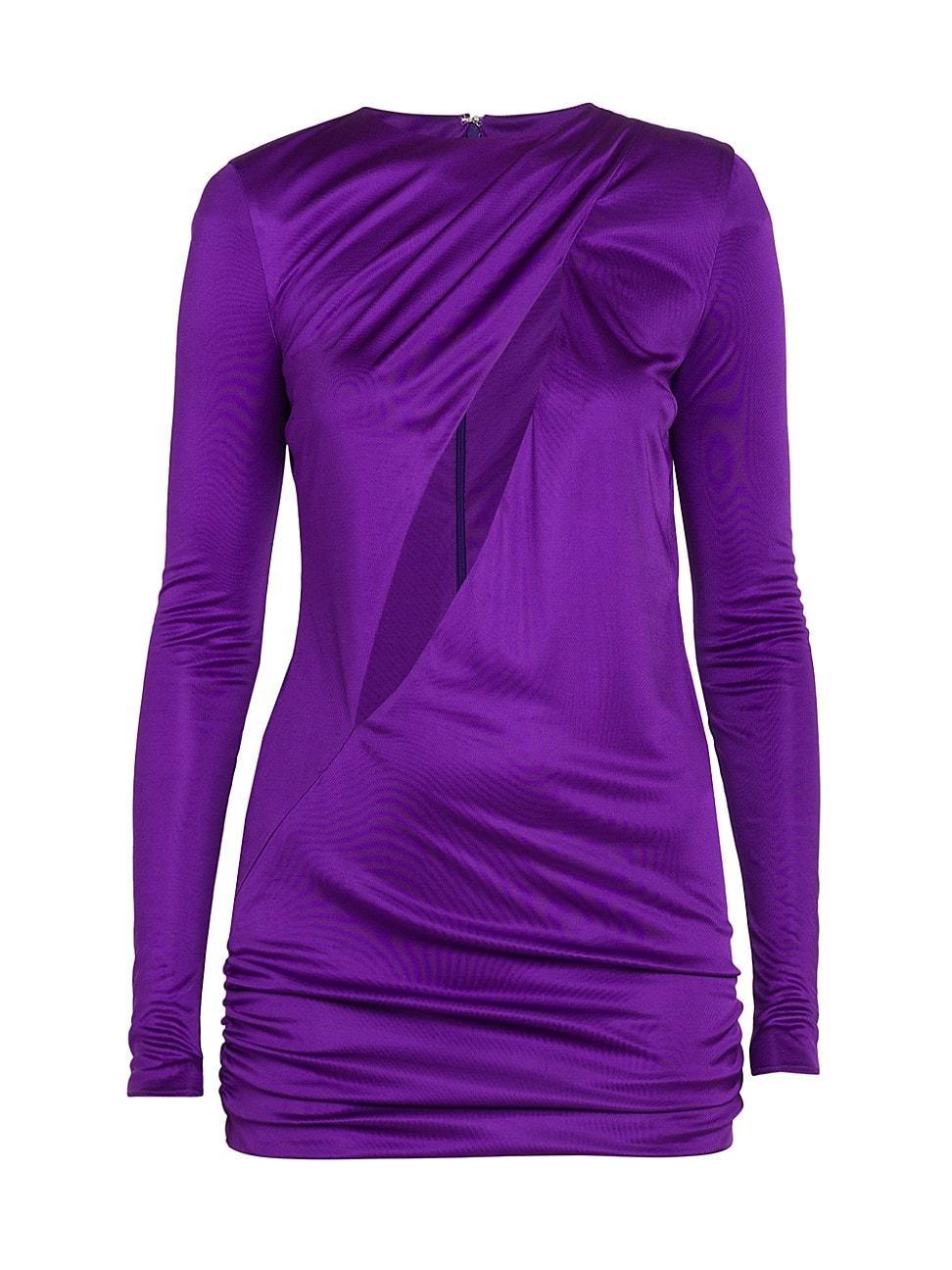 Versace Slash Ruched Long Sleeve Jersey Minidress Product Image