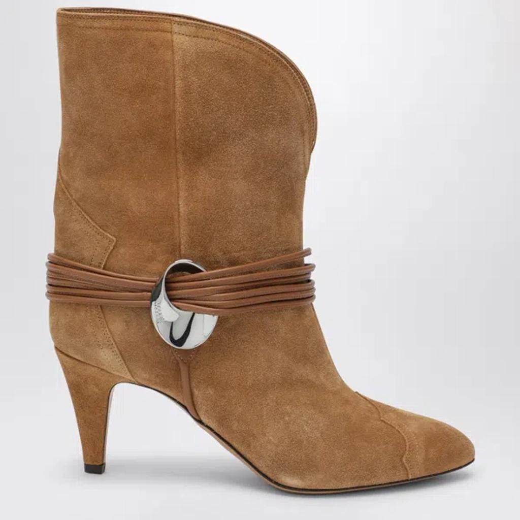 ISABEL MARANT Low Cognac Coloured Suede Boot In Brown product image