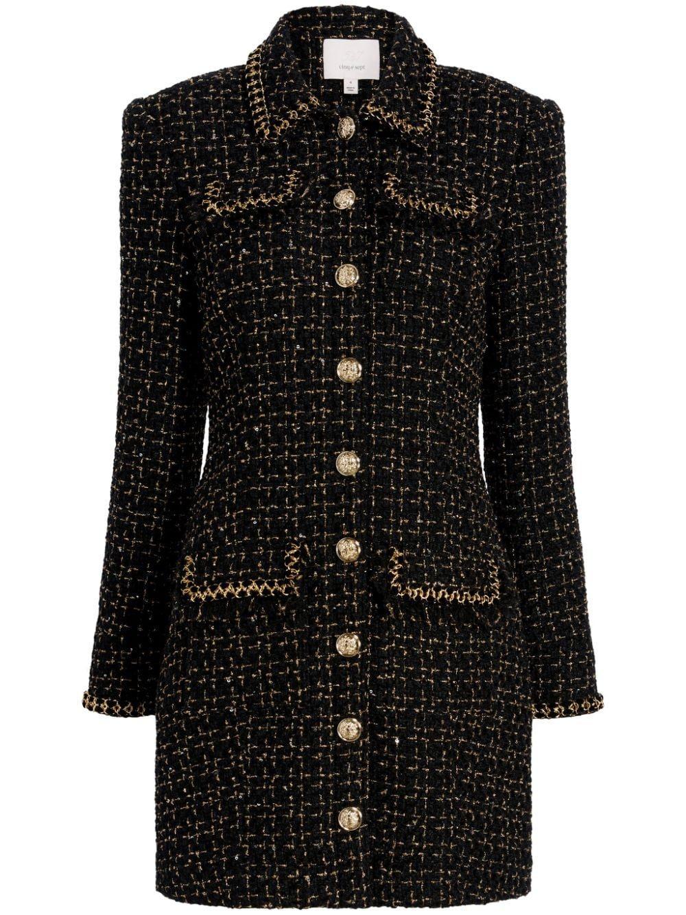 Sasha Tweed Blazer Mini Dress In Black   Product Image