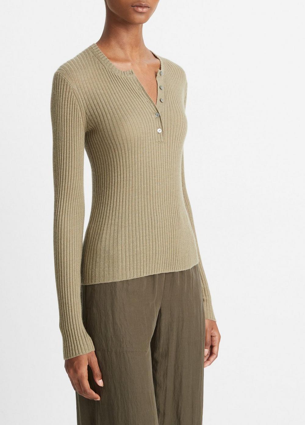 Cashmere-Silk Ribbed Henley Product Image