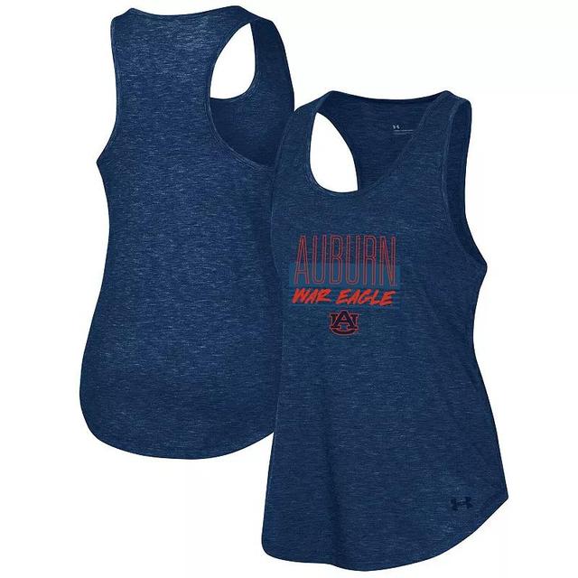 Womens Under Armour Heather Auburn Tigers Breezy Racerback Tri-Blend Tank Top Blue Product Image