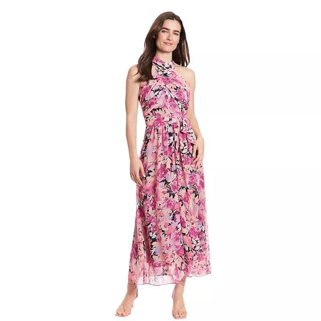 Womens London Times Floral Wrap Halter Maxi Dress Product Image