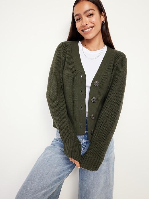 Shaker-Stitch Cardigan Sweater Product Image