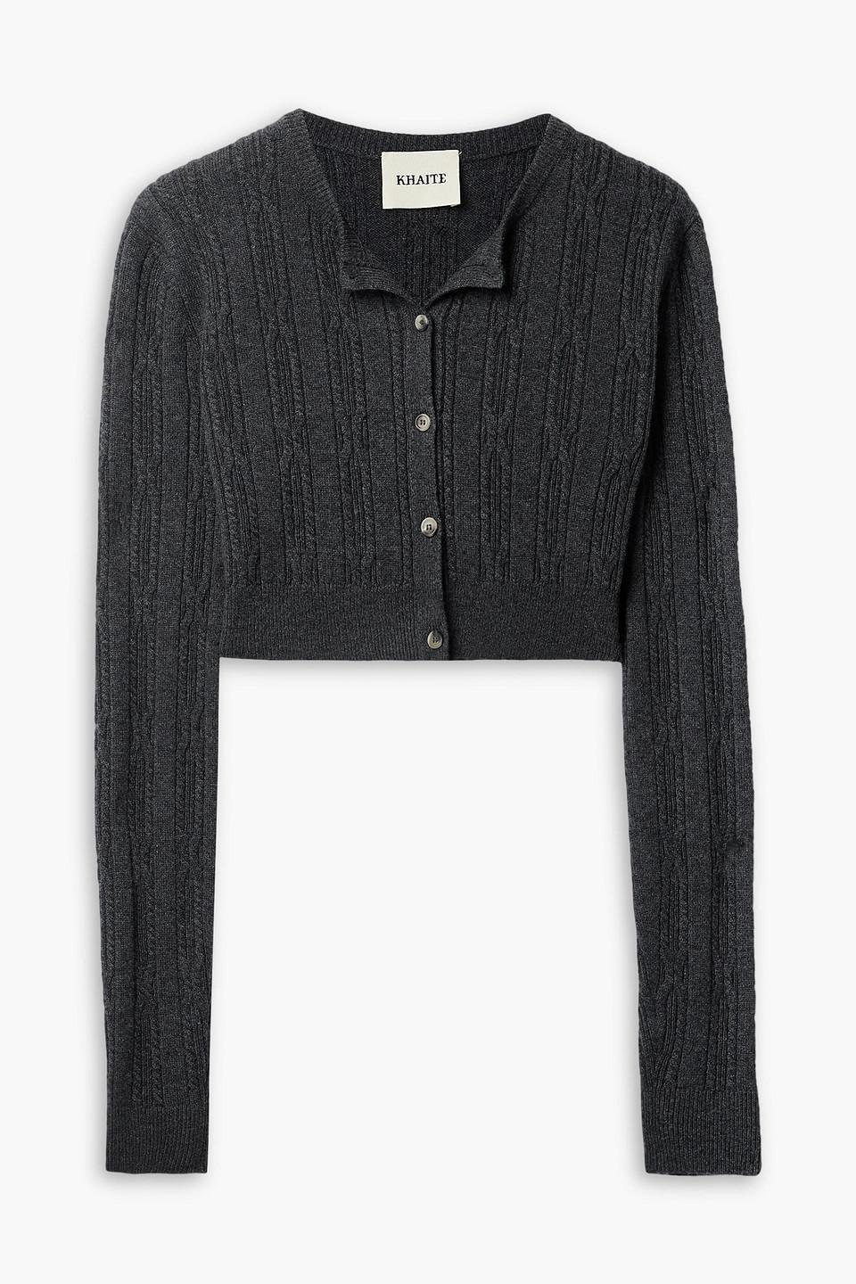 Alaska Cable-knit Cashmere Cardigan In Dark Gray product image