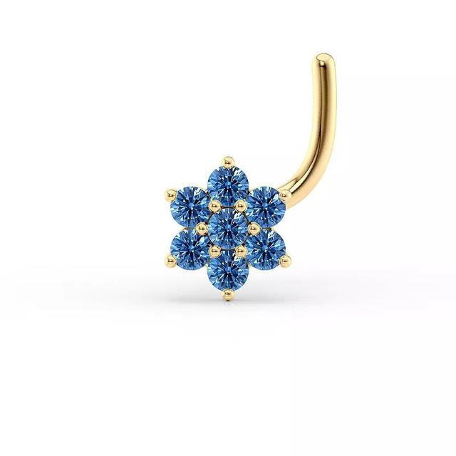 Lila Moon 14k Gold Blue Cubic Zirconia Curved Nose Stud, Womens Product Image