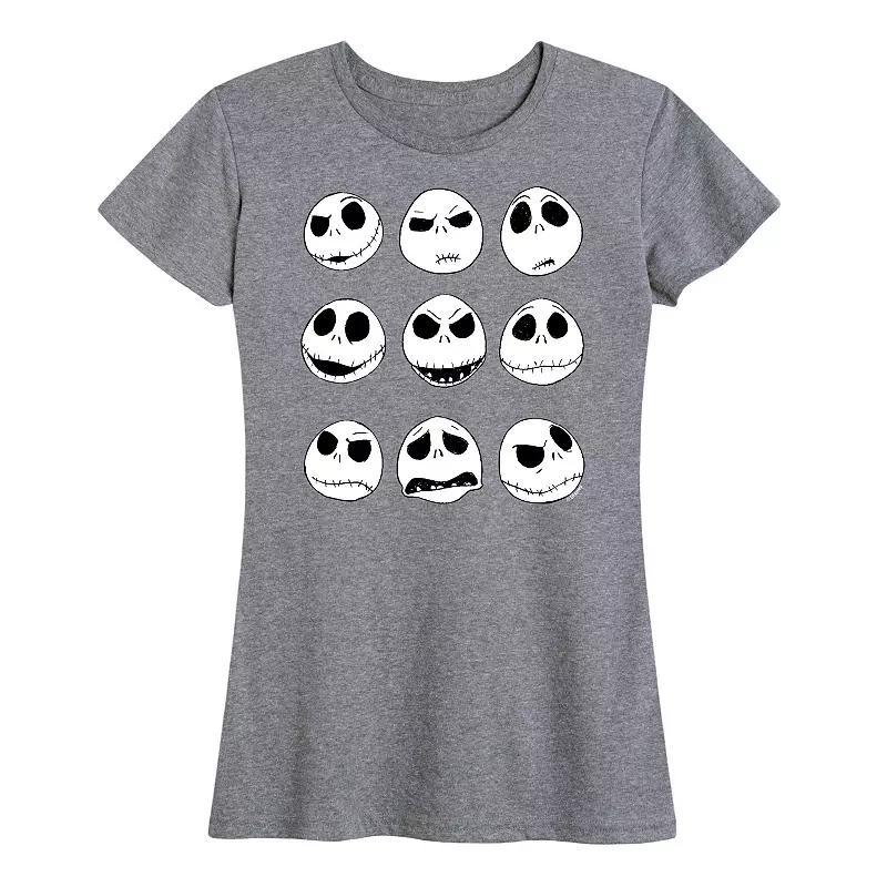 Disneys Nightmare Before Christmas Womens Jack Faces Graphic Tee, Girls Product Image