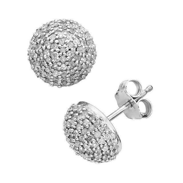 Jewelexcess Sterling Silver 1/2-ct. T.W. Diamond Button Stud Earrings, Womens, White Product Image