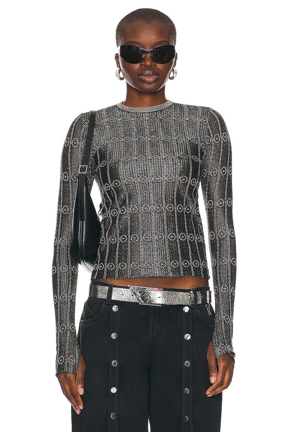 THE ATTICO Light Sweater in Black & Silver - Black. Size 40 (also in 42). Product Image