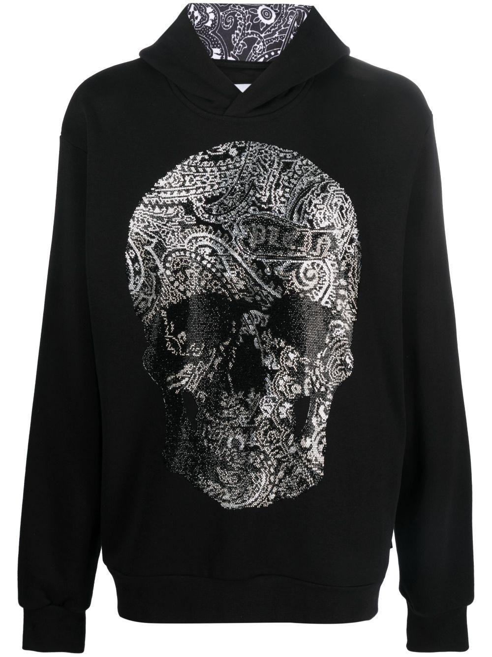 PHILIPP PLEIN Rhinestone-embellished Skull Hoodie In Black Product Image