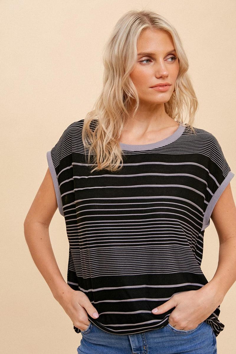 Black Stripe Tee Product Image