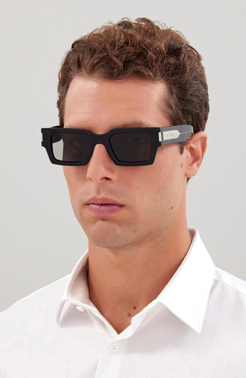 Men's Naked Wirecore 50mm Rectangular Acetate Sunglasses In Black Product Image