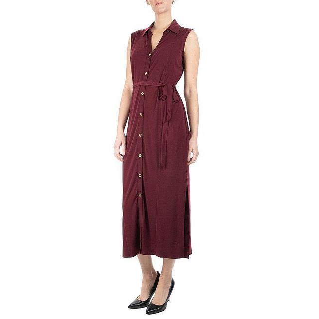 Womens Nina Leonard Maxi Shirtdress Deep Red Product Image