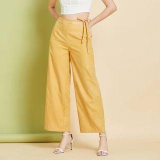 Cutout Lace-Up Wide-Leg Pants Product Image