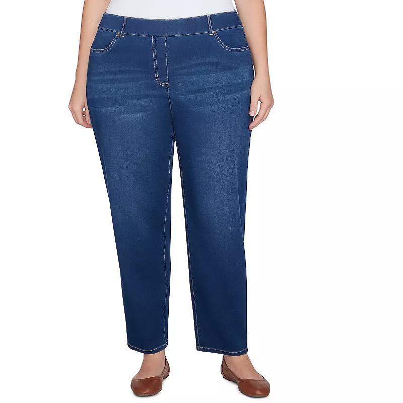 Plus Size Alfred Dunner Super Stretch Short Length Pants, Womens Dark Blue Product Image