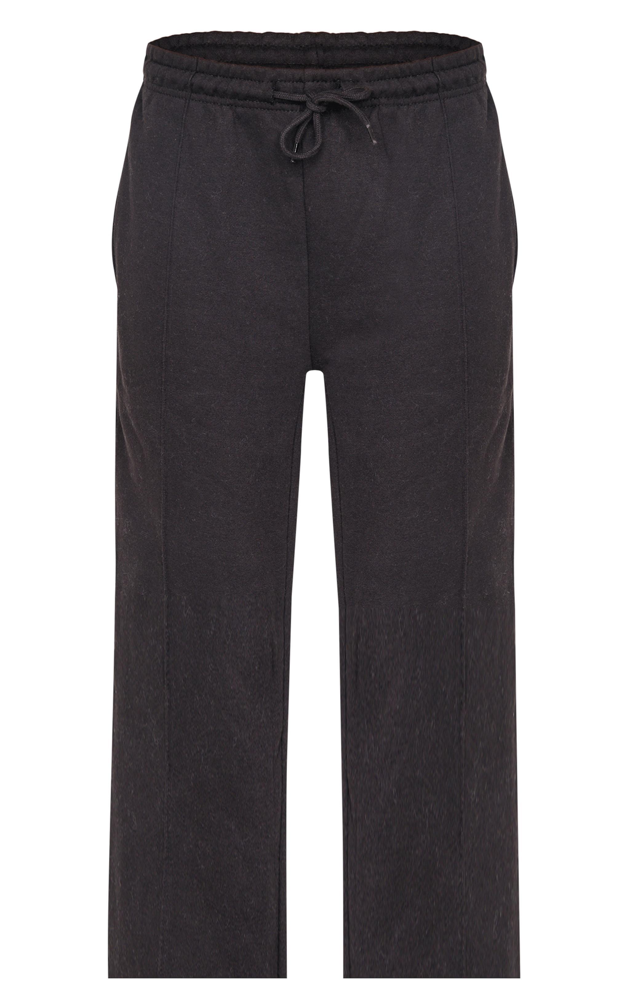 Black Straight Leg Seam Detailed Sweatpants Product Image