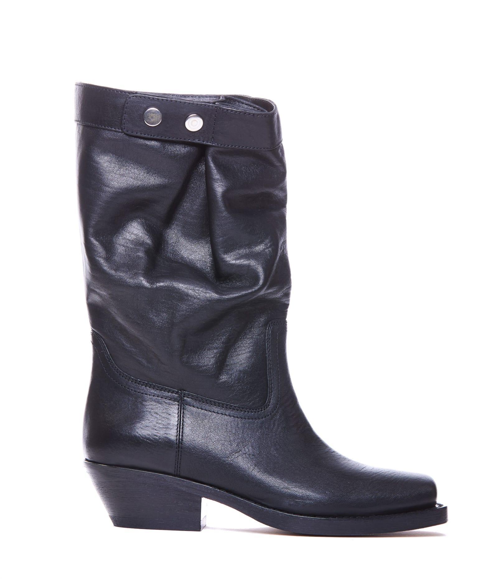 Ademe Square Toe Biker Boots In Black Product Image