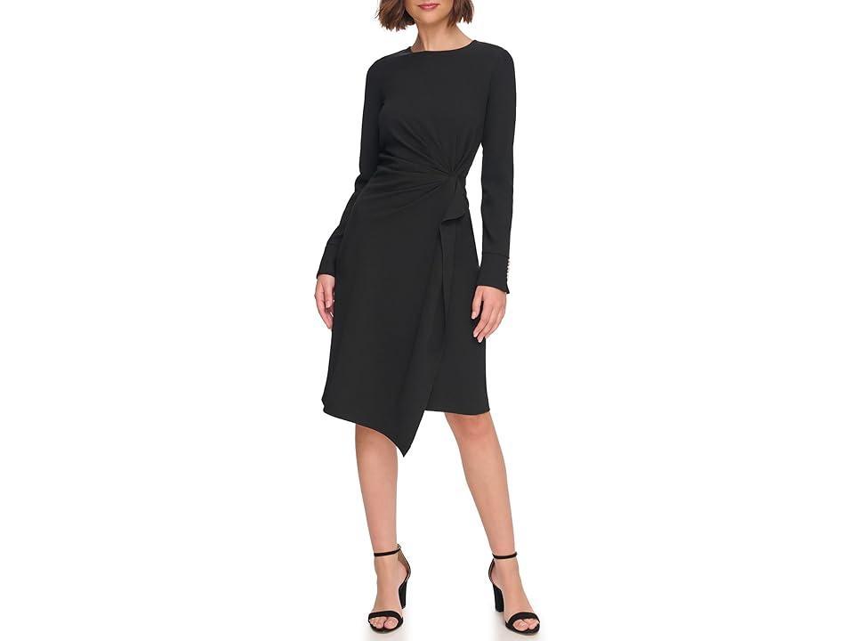 Tommy Hilfiger Long Sleeve Drape Crepe Knot Waist Women's Dress Product Image