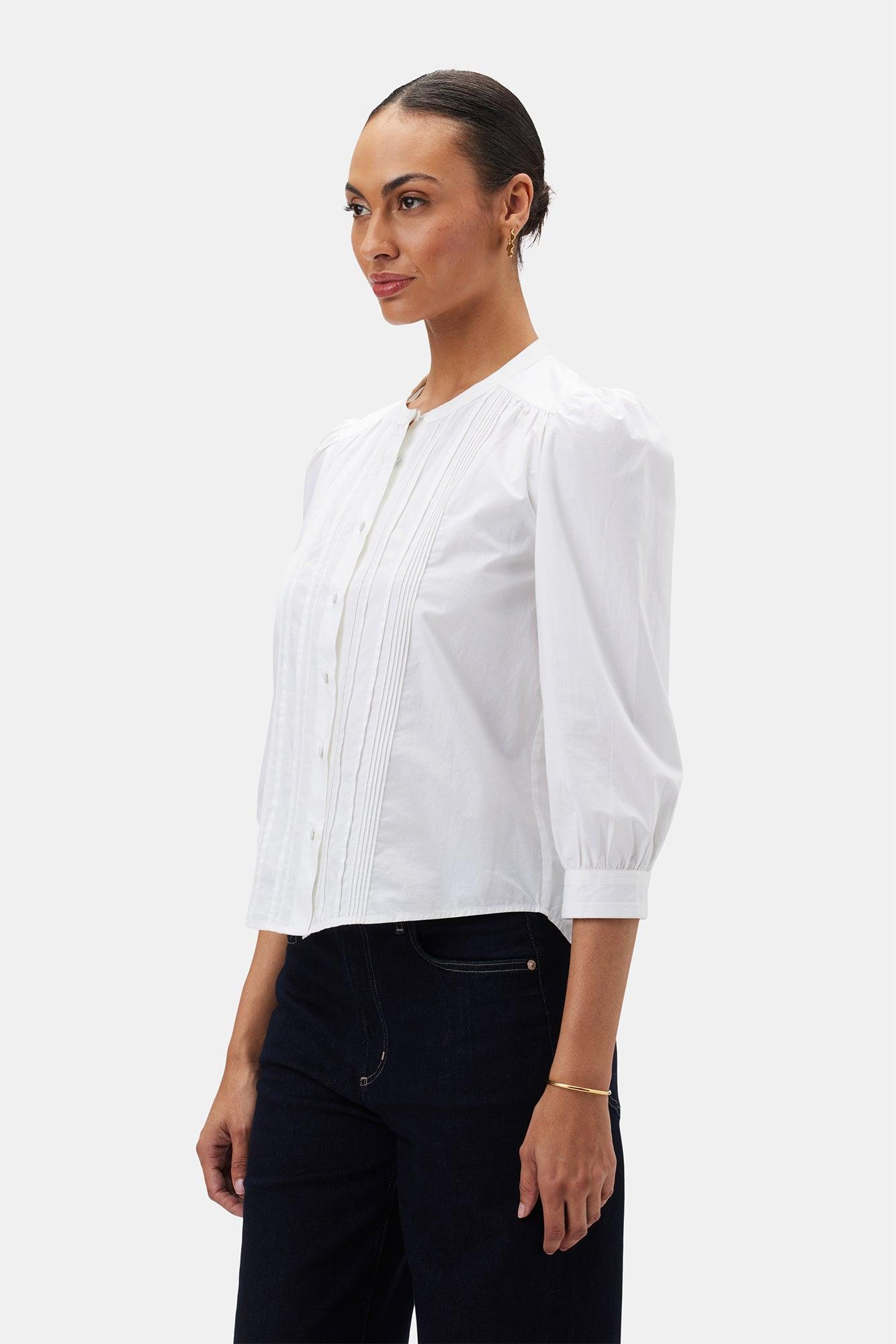 Charlotte Organic Cotton Poplin Blouse - White Product Image