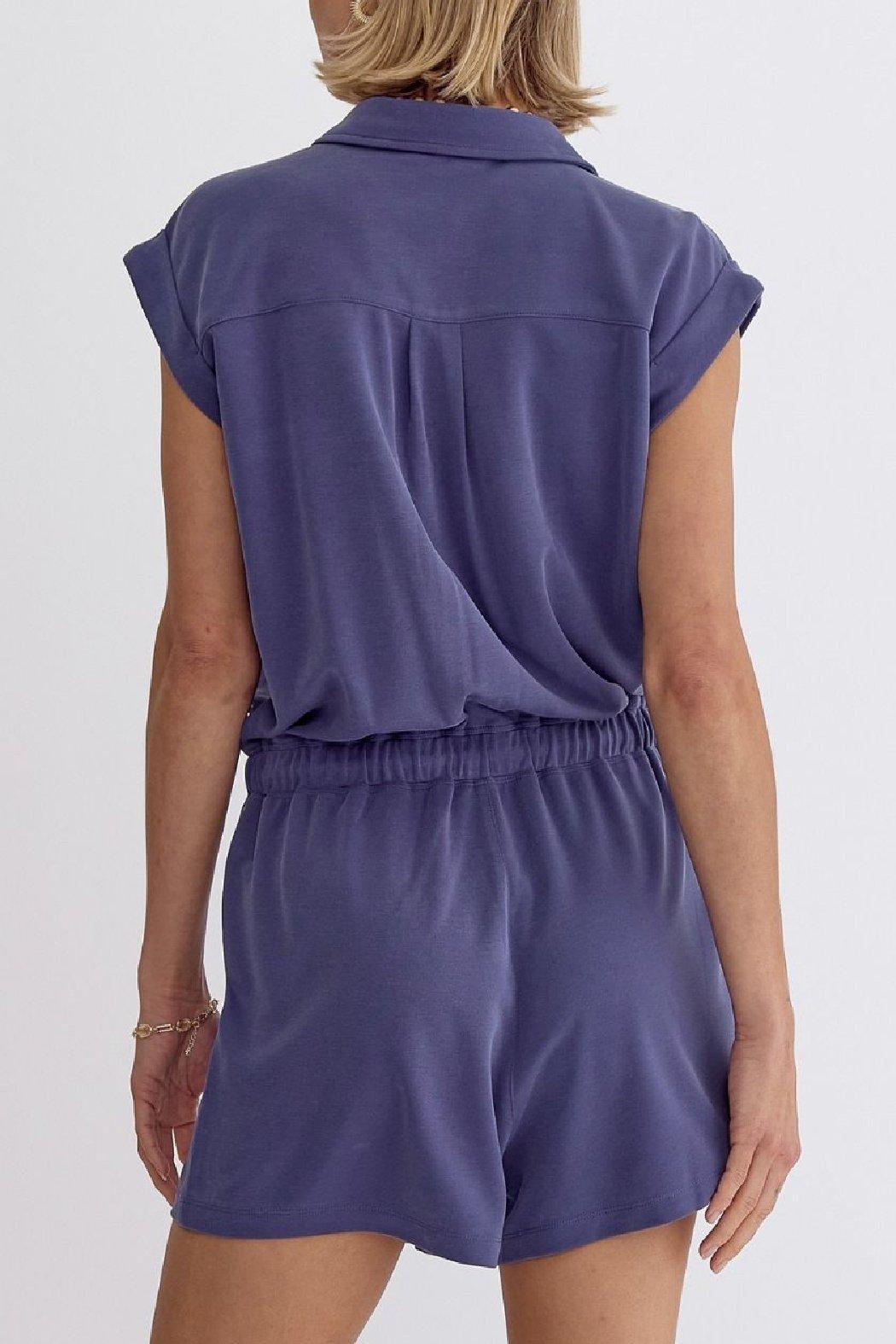 Solid Drawstring Romper Product Image