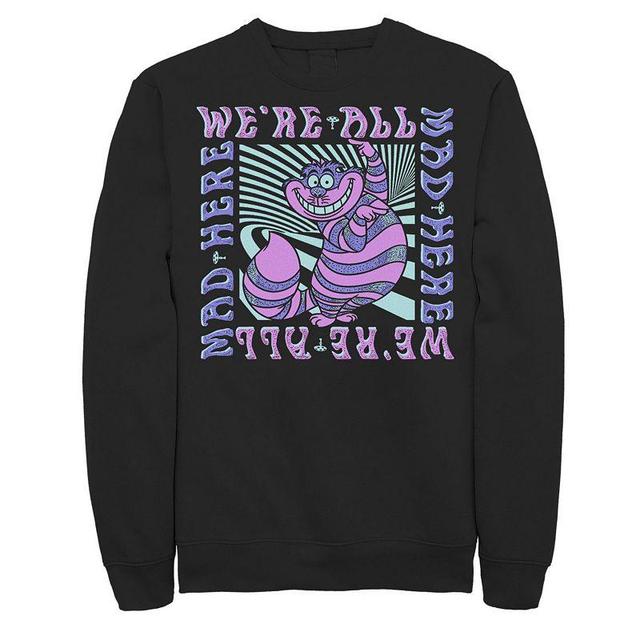 Disneys Alice In Wonderland Cheshire Cat Mens Were All Mad Box Up Sweatshirt Grey Heather Product Image