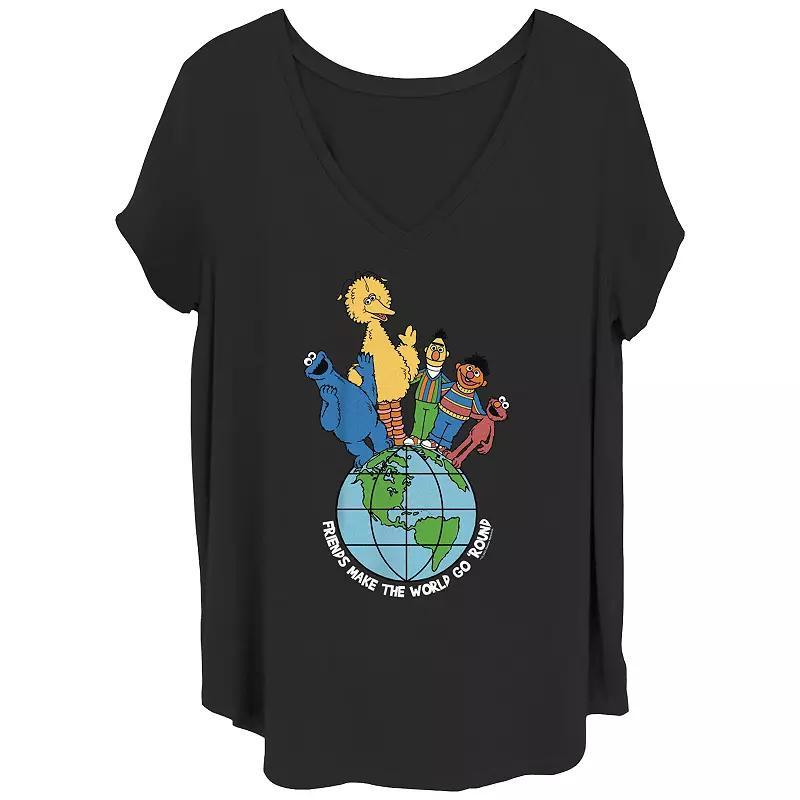 Juniors Plus Size Sesame Street Friends Make The World Go Round Graphic Tee, Womens Product Image