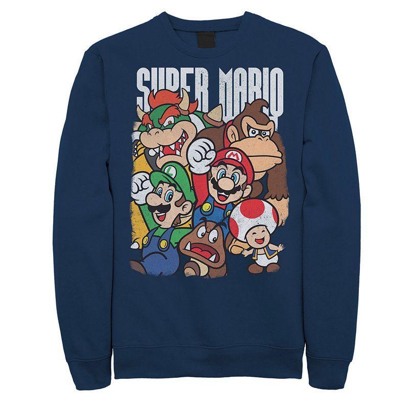 Mens Nintendo Super Mario Character Compilation Sweatshirt Blue Product Image