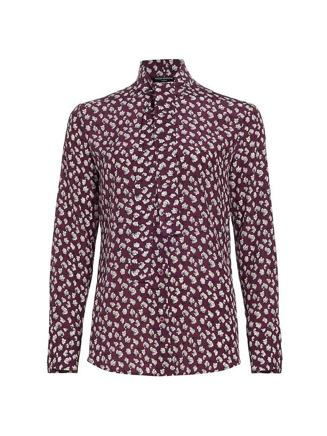 Womens Floral Tie-Neck Blouse Product Image