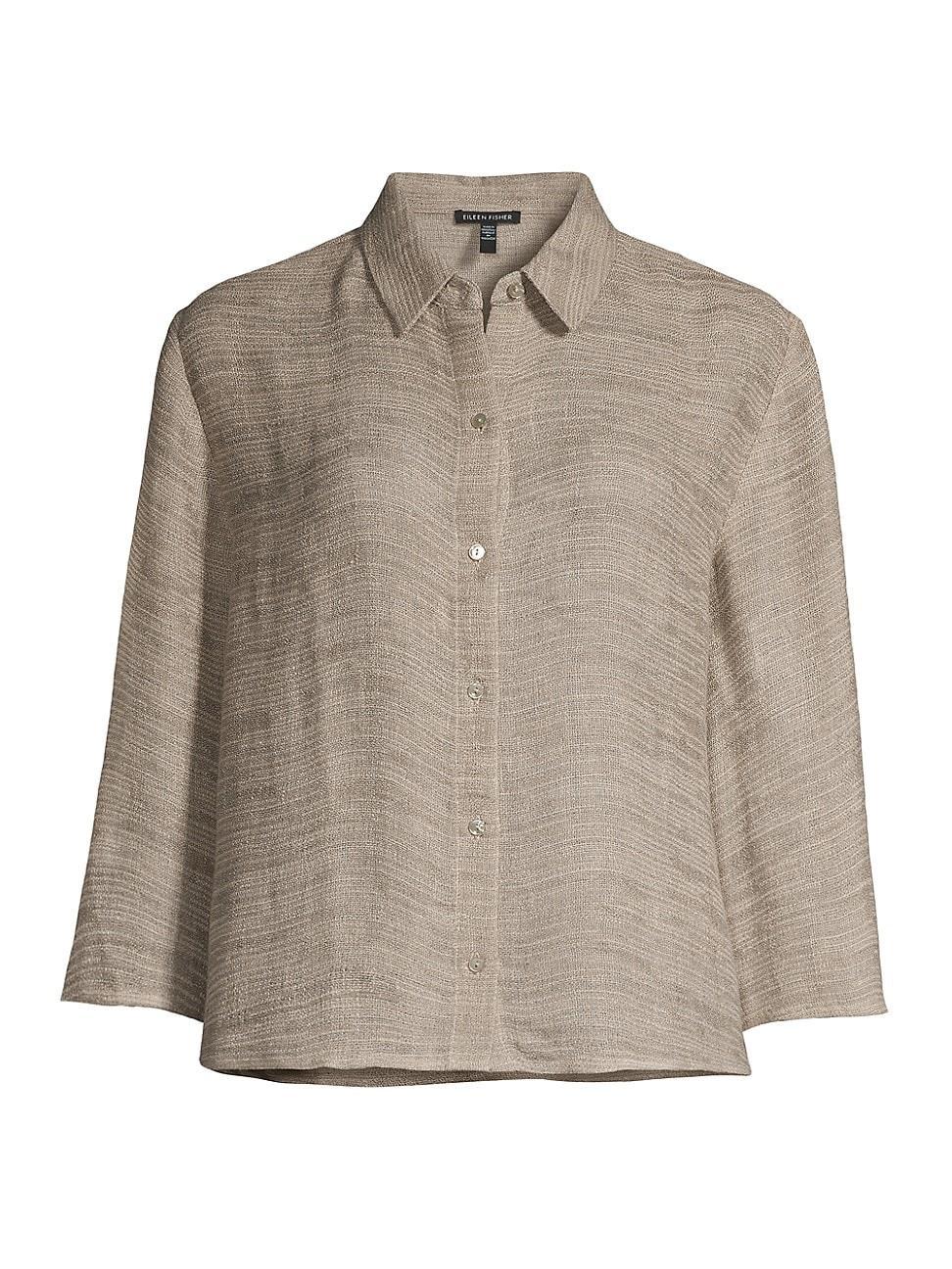 Womens Boxy Linen-Blend Shirt Product Image