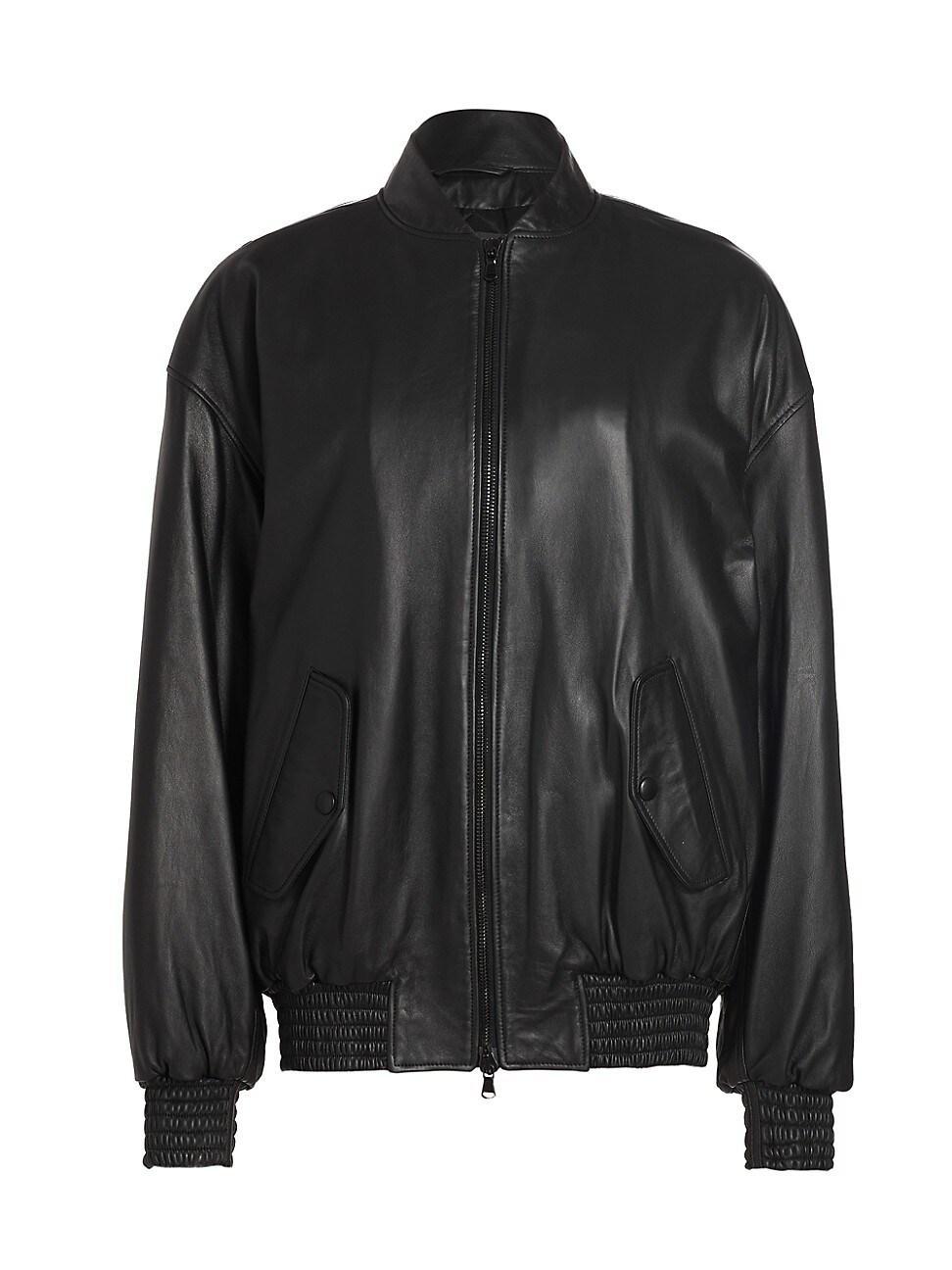 Womens Oversized Leather Bomber Jacket Product Image