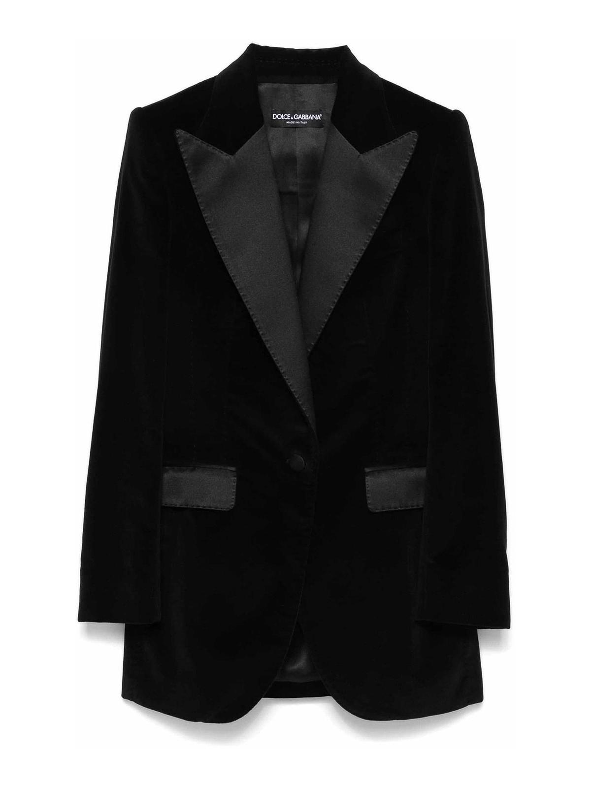 DOLCE & GABBANA Turlington Velvet Blazer In Black Product Image