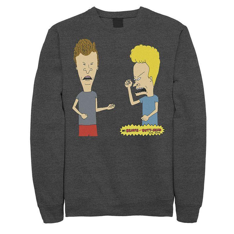 Mens Beavis And Butthead Air Guitar Portrait Fleece Grey Heather Product Image