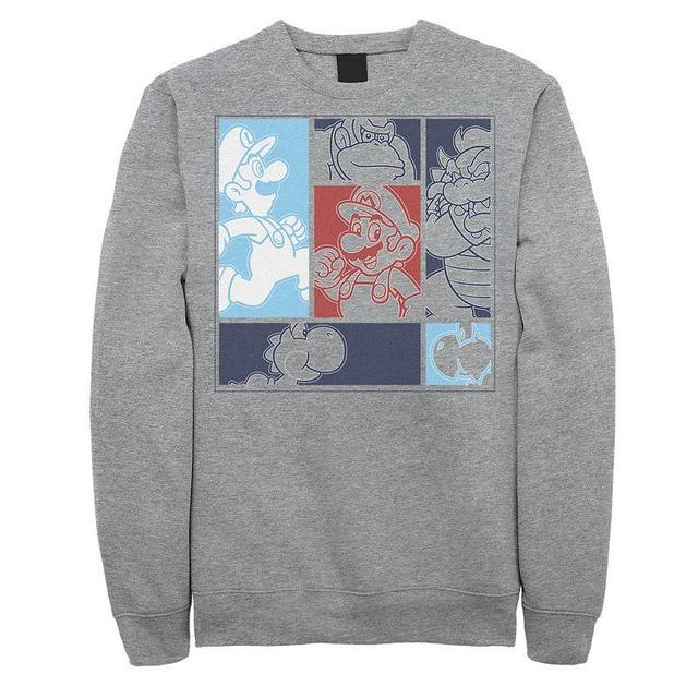 Big & Tall Nintendo Super Mario Bros Characters Group Fleece Sweatshirt, Mens, Size: 3XL, Med Grey Product Image