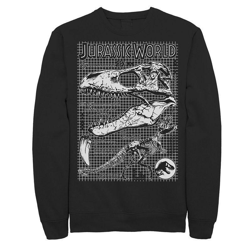 Mens Jurassic World Two T-Rex Bones Schematic Graphic Graphic Fleece Pullover Pullover Blue Product Image