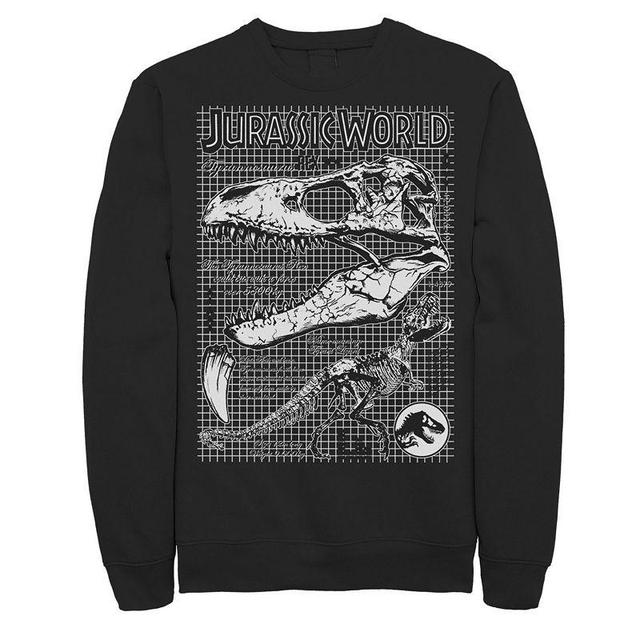 Mens Jurassic World Two T-Rex Bones Schematic Graphic Graphic Fleece Pullover Pullover Blue Product Image