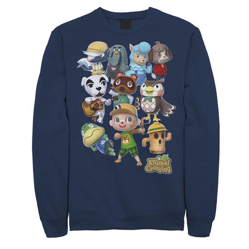 Mens Nintendo Animal Crossing New Leaf Villager Group Shot Sweatshirt Blue Product Image