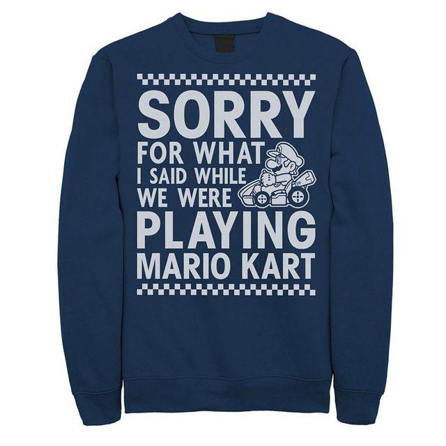 Mens Nintendo Mario Kart Checkered Sorry Sweatshirt Blue Product Image