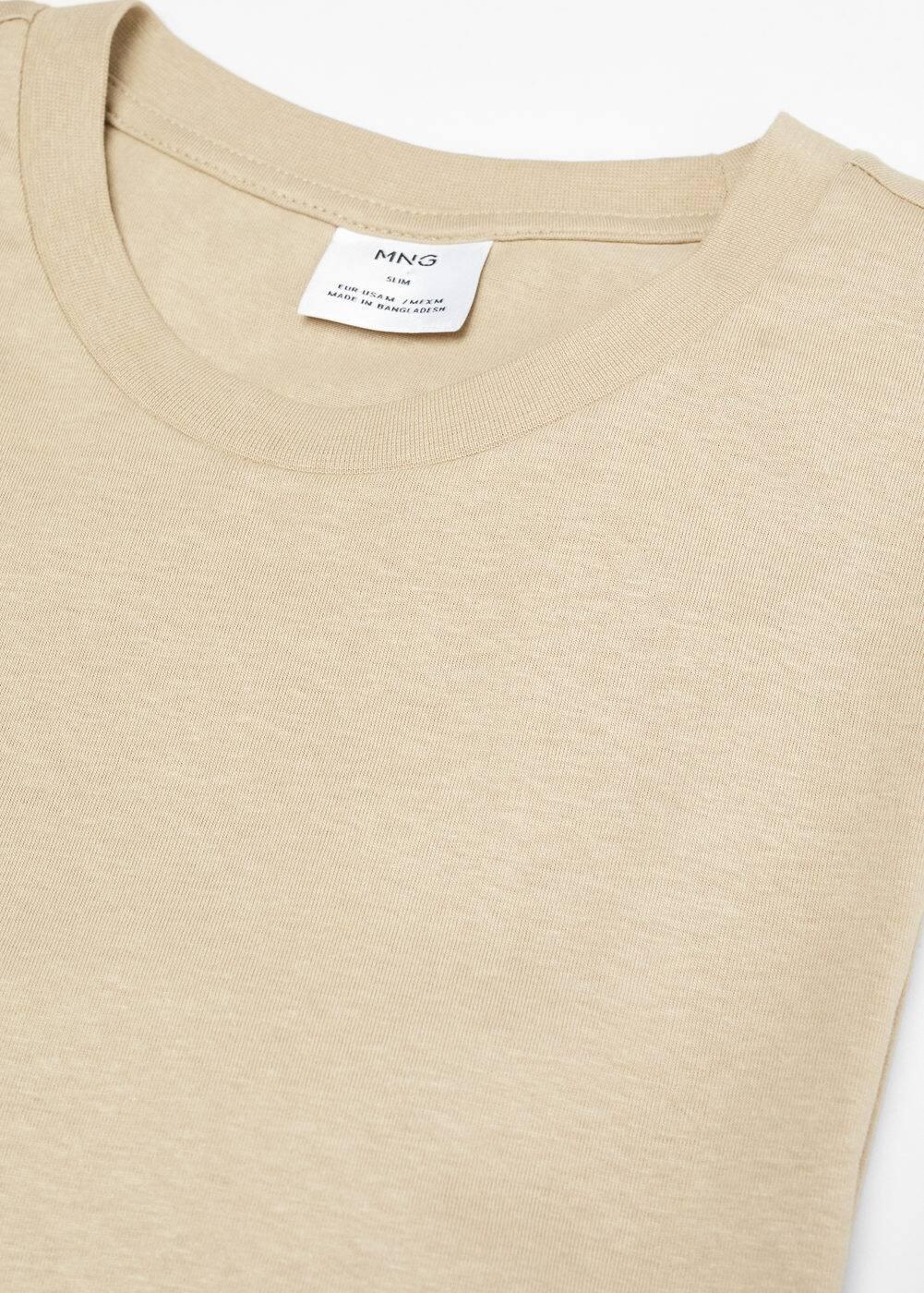 MANGO MAN - Basic cotton stretch T-shirt beigeMen Product Image