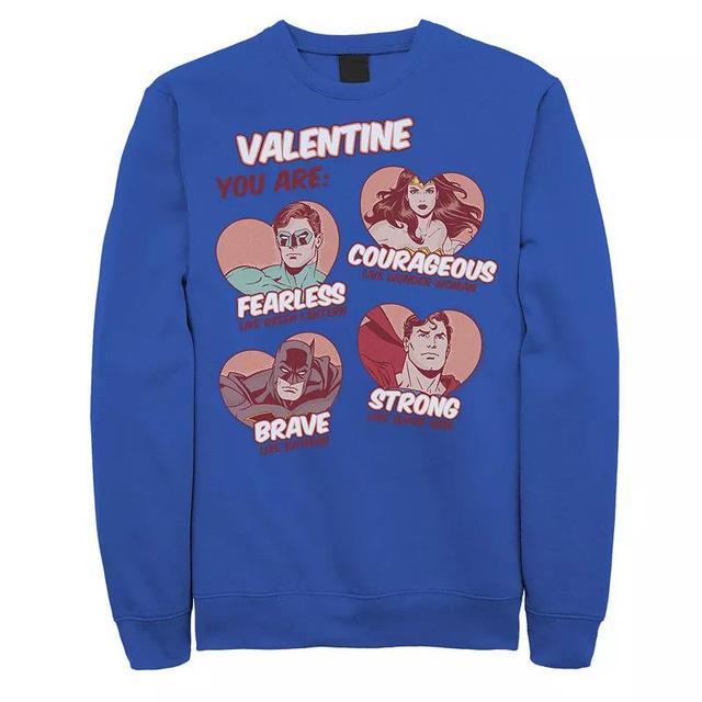 Mens DC Comics Justice League Valentine You Are Heart Portraits Sweatshirt Product Image