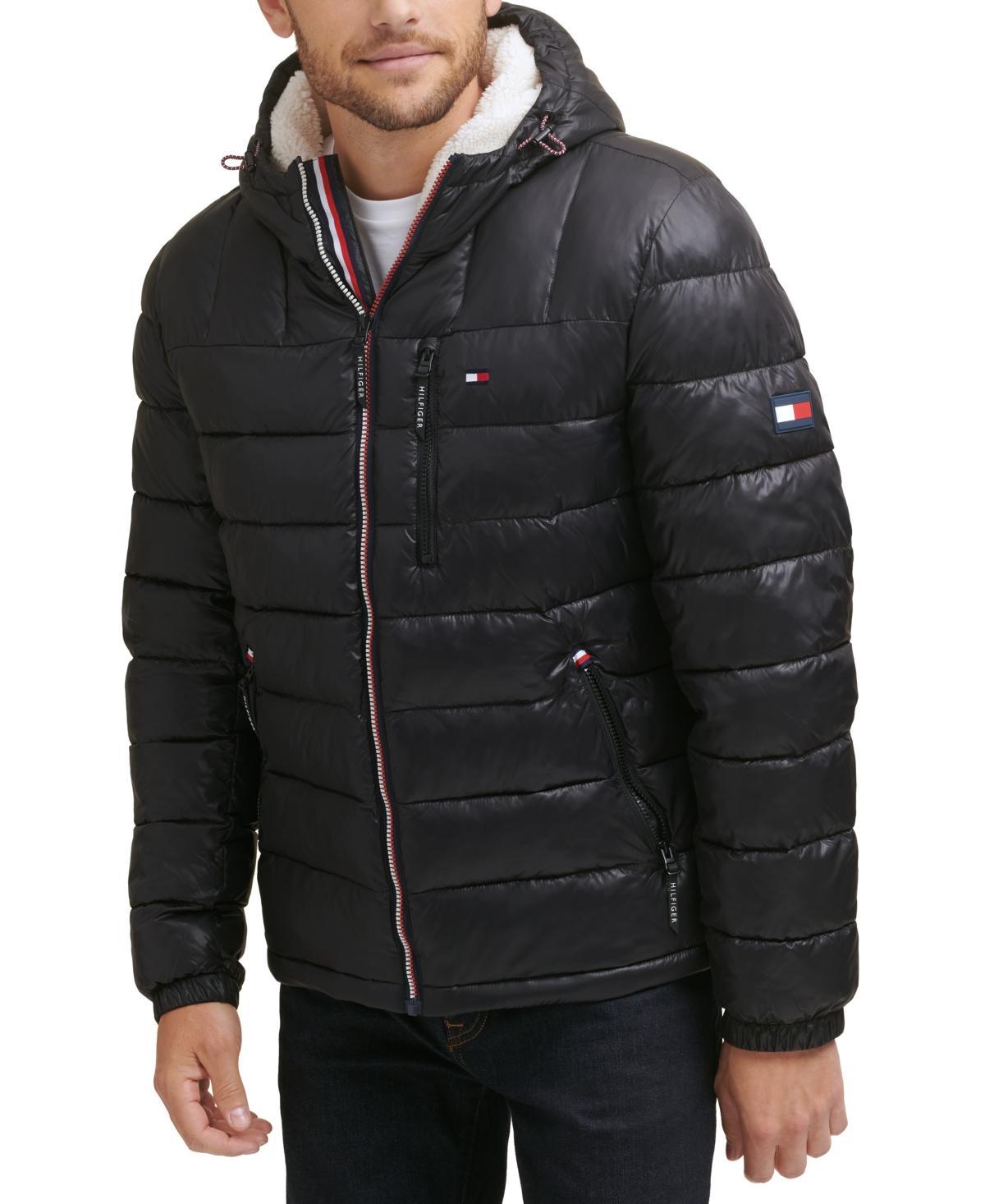 Tommy Hilfiger Mens Sherpa Lined Hooded Quilted Puffer Jacket Product Image