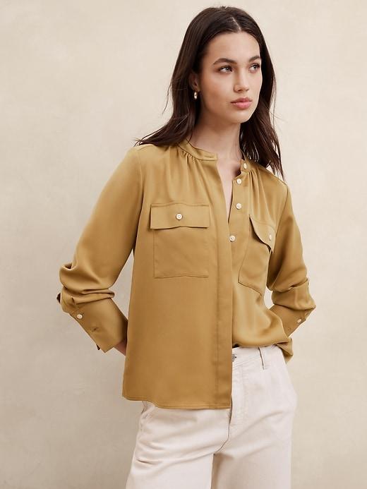 Double Pocket Shirred Blouse Product Image