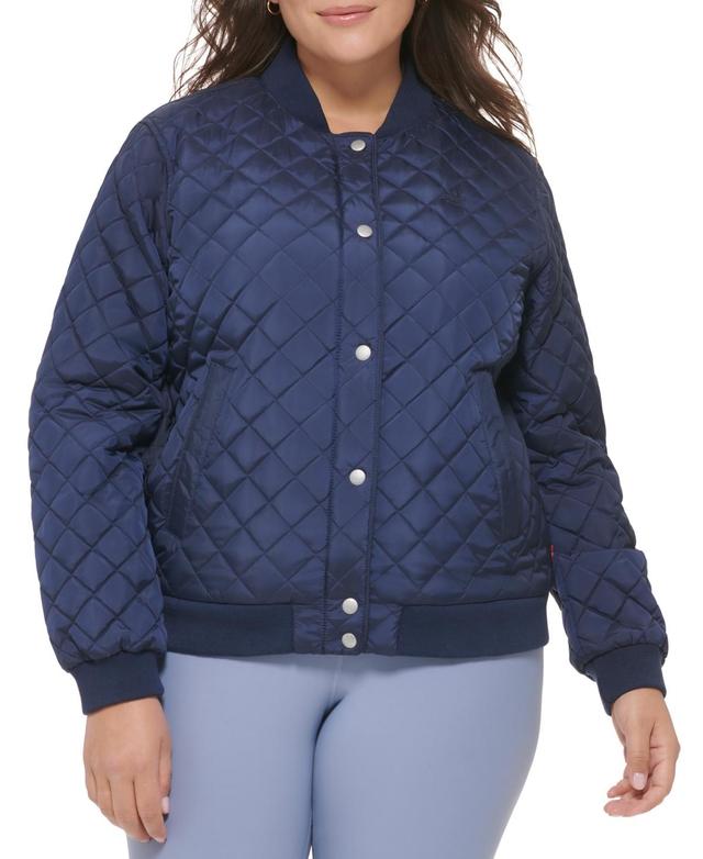 Plus Size Levis Quilted Sherpa Diamond Bomber Jacket, Womens Green Product Image