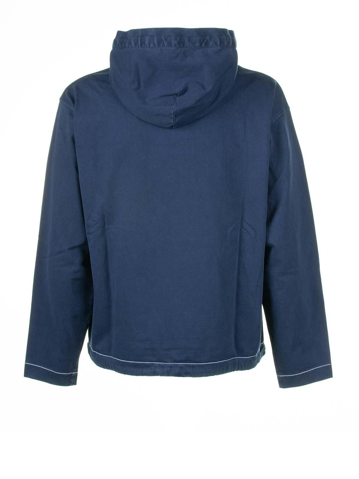 STONE ISLAND Blue Sweatshirt With Hood And Logo Writing Product Image