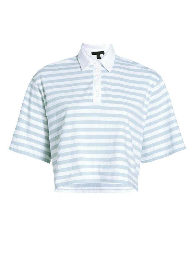 Womens Stripe Crop Polo Tee Product Image